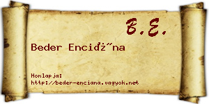Beder Enciána névjegykártya